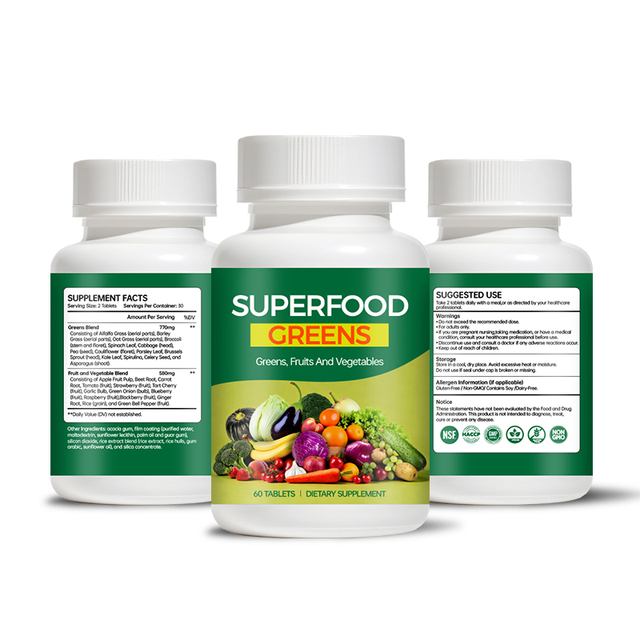 GMP Factory Premium Superfood Supplement Greens 28 Powerful Ingredients Natural Fruit and Veggie Supplement Superfood Tablets
