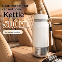Bouilloire Thermos Portable en Acier Inoxydable 316 de 500 ml pour Voiture, Maison, Voyage en Extérieur, avec Prise Allume-Cigare Domestique