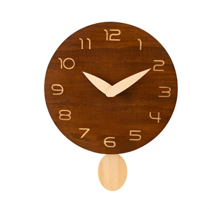 Horloge murale à pendule en bois avec logo personnalisé, <span class=keywords><strong>prix</strong></span> usine, pour la décoration intérieure - Product Image 1
