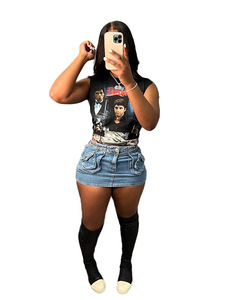 Fashion <strong>Stretch</strong> Sexy Short Ladies Wrapped Cargo Jeans <strong>Skirt</strong> Bodycon Mini <strong>Denim</strong> Women's <strong>Skirts</strong> With Pockets - Product Image 5