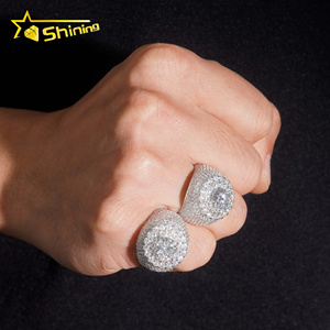 Nhẫn Hip Hop mạ đá Moissanite kiểu cụm, bạc 925, trang sức thời trang nam, giao hàng nội địa Mỹ - Product Image 4