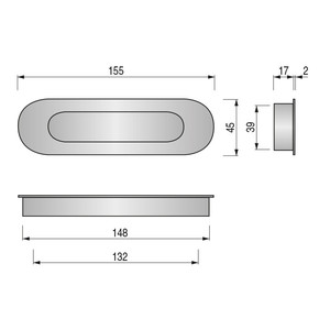 Maniglia ovale a incasso 155x45x19 in acciaio inox con molla. Acciaio inossidabile 304. - Product Image 2