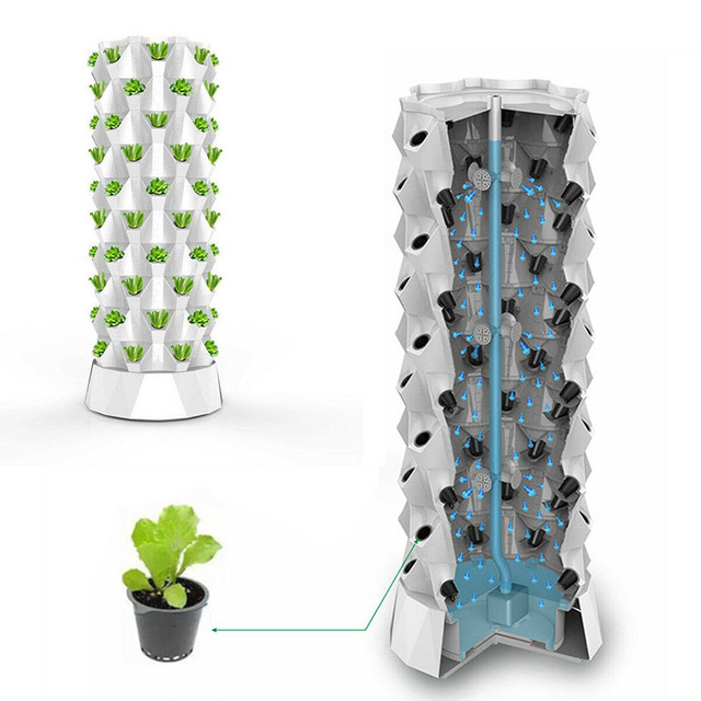 Pots Vertical Hydroponic System Tower New Product Watering Pump Provided Water Pump Agriculture Tower Garden 10 Layer 80 30L