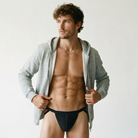 Jockstrap en maille à fines bretelles pour homme avec bordure à une seule aiguille, mélange respirant de polyamide et élasthanne 150g, vêtements de sport OEM, sous-vêtements pour homme