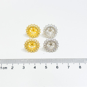 Accessoires en argent S925 pour la création de bijoux, plateau vide avec perles rondes de 7-9 mm, boucles d'oreilles tendance 22101 - Product Image 4