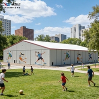 Estructura de Acero Multiusos de Bajo Costo y Alta Durabilidad, Arena Deportiva Comunitaria sin Columnas para Baloncesto, Tenis y Trampolín