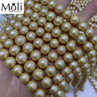 Perles naturelles teinte en or, 10-12mm, pour culture en eau douce, vente en gros avec quantité minimale de commande mc