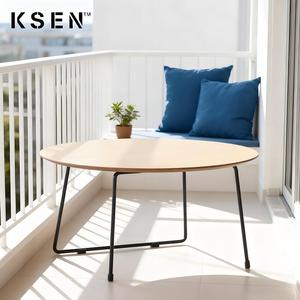 Table basse ronde en métal et bois de style nordique, design simple et moderne, <span class=keywords><strong>fer</strong></span> <span class=keywords><strong>forgé</strong></span>, T0794 - Product Image 4