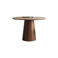 Table à manger ronde en ardoise et bois de style français moderne pour petits espaces, mobilier de salle à manger en bois massif