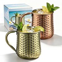 Mug Moscow Mule Stainless Steel 500ml, Cangkir Koktail Berpalu, Perunggu Antik, Perlengkapan Bar untuk Bir, Teh Dingin, Kopi, dengan Gagang Kokoh
