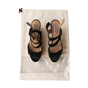 Sac à chaussures en coton personnalisé imprimé, économique, portable, avec cordon de serrage et fenêtre transparente – Promotion - Product Image 4