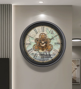 <span class=keywords><strong>Horloge</strong></span> <span class=keywords><strong>murale</strong></span> à mouvement silencieux à quartz en métal rustique carrée à une seule face avec <span class=keywords><strong>aiguilles</strong></span> et engrenages mobiles réels, chiffres romains, nouvelle collection 2025 - Product Image 1