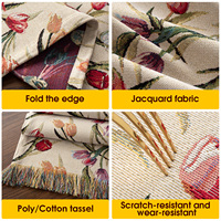 Nappe longue en coton et lin style rustique INS, motif floral frais, avec pompons, pour café, prix de gros personnalisé