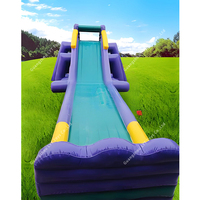 Toboggan aquatique gonflable géant commercial en PVC bleu de 30 pieds pour l'extérieur, capacité de 300 kg et garantie de 5 ans