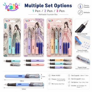 Ensemble de stylos plume KAIX Comfort Writing Wholesale avec pointe apparente, cartouches remplaçables, stylo plume effaçable pour journalisation quotidienne - Product Image 2