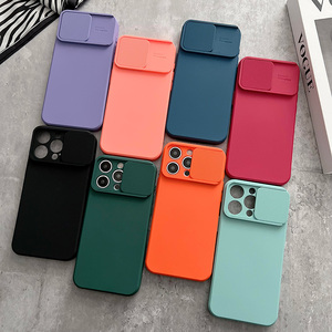 <span class=keywords><strong>Coque</strong></span> de téléphone en <span class=keywords><strong>silicone</strong></span> TPU couleur bonbon avec fenêtre coulissante pour appareil photo pour <span class=keywords><strong>iPhone</strong></span> 17 Pro Max 16 Plus 15 14 13 12 11 - Product Image 1