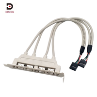 DFX USB 2.0 2/4 Port Konduktor Tembaga Murni Jaket PVC 30Cm 9-Pin Kabel Ekspansi Panel Belakang Header Mainboard untuk Motherboard