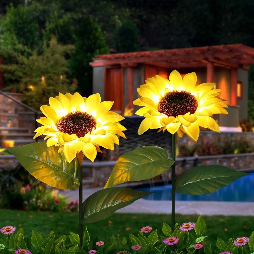 High Quality Waterproof Solar Sunflowers Outdoor Garden Lights for Lawn Yard, Backyard Patio Pathway Decoration