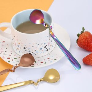 Creative 304 Stainless Steel Spoons-Shaped Curved Handle Stirring <b>Card</b> Cup for Cake Coffee Spoon Laser Logo - Product Image 4
