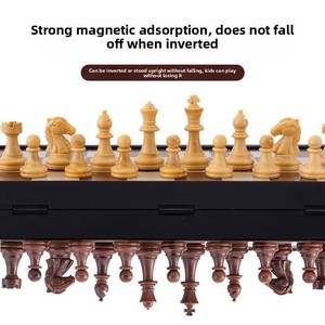 Set di <span class=keywords><strong>Scacchi</strong></span> Magnetico Pieghevole di Alta Gamma in Stile Europeo-Americano, Pezzi in Legno Nero e Bianco per Gioco degli <span class=keywords><strong>Scacchi</strong></span> - Product Image 3