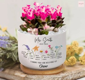 Pot de fleur en céramique personnalisé jardinière de mois de naissance pour <span class=keywords><strong>grand</strong></span>-<span class=keywords><strong>mère</strong></span> <span class=keywords><strong>cadeau</strong></span> de fête des mères - Product Image 5