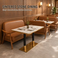 Banc de luxe avec revêtement en cuir pour restaurant, ensemble de banquettes de style mid-century pour café et hôtel