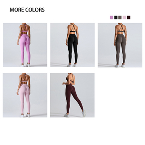 Logotipo personalizado Gym Activ Wear Sujetador deportivo Ropa <span class=keywords><strong>de</strong></span> fitness Yoga Leggings Ropa deportiva Conjuntos <span class=keywords><strong>de</strong></span> entrenamiento sin costuras para mujeres - Product Image 3