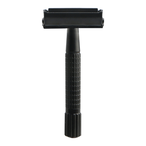 Maquinilla de afeitar de seguridad con mango de metal y hoja de doble filo abierta de mariposa fácil de abrir negra - Product Image 5