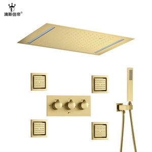 Dipsi Di Concealed <b>Shower</b> <b>Set</b> Rectangle Brushed Gold Rain <b>Shower</b> With Spray Massage Temperature Control - Product Image 3