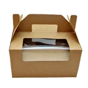 Prezzo basso di alta qualità all'ingrosso cinese Custom Art Paper o Kraft carta Cupcake scatola con maniglie & finestra e inserto Cupcake scatola