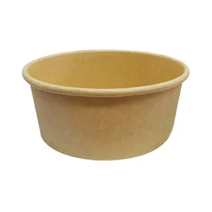 Nhà Máy Kraft Paper Bowl Soup Cup Giấy Dùng Một Lần Salad Bowl 500Ml 750Ml 1000Ml 1100Ml 1300Ml Mang Đi Craft Bát Giấy