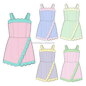 Combinaison active pour enfants à rayures verticales, sans manches, avec bordure festonnée, anti-frottement, couleur personnalisable pour l'école, le sport et le quotidien - Product Image 2
