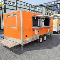 Camionnette alimentaire Blackser entièrement équipée en acier inoxydable, aluminium et fibre de verre, 4 roues, remorquable, certifiée CE, capacité personnalisable, pour l'extérieur