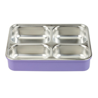 Boîte à lunch étanche en acier inoxydable de 800ml à 4 compartiments avec séparateur et couvercles Boîte à lunch pour enfants