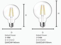 Ampoule LED à filament A60 E27 6W 2700K 220-240V certifiée RoHS 115lm/W 600lm CRI90 Aluminium+Verre Utilisation résidentielle Intérieur