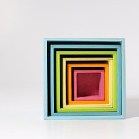 Cubes d'empilage en bois esthétiques arc-en-ciel, boîtes de rangement polyvalentes, décoration de chambre d'enfant et jouets sensoriels de tri