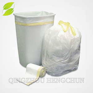 Sac poubelle blanc jetable à cordon en rouleau de haute qualité, prix usine HC, pour les déchets ménagers - Product Image 4