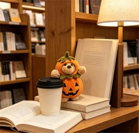 Décoration de tasse à café en peluche ours citrouille mignon pour la table d'Halloween
