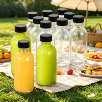 Bouteille en verre Boston 60 ml transparente ronde pour jus, lait, boissons, café infusé à froid, avec bouchon à vis en plastique – Vente en gros