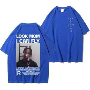 T-shirt Cactus Jack in Cotone di Alta Qualità per Uomo e Donna, Maglietta 'LOOK MOM I CAN FLY' <span class=keywords><strong>ASTROWORLD</strong></span>, T-shirt Hip Hop a Maniche Corte - Product Image 3