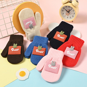 Fabricante de prendas de punto, lindas manoplas de invierno con parche de conejo de dibujos animados para <span class=keywords><strong>niños</strong></span> pequeños, para jugar al aire libre, <span class=keywords><strong>guantes</strong></span> suaves de acrílico para <span class=keywords><strong>niños</strong></span> - Product Image 2