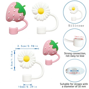 Lot de 4 capuchons de paille en silicone personnalisables et mignons pour accessoires de tasses à eau et de vaisselle - Product Image 5