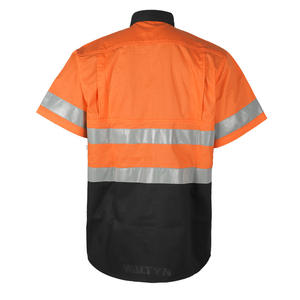 Camisa de Trabajo Waltyn para Hombre, Manga Corta, Naranja Reflectante, 100% Algodón, Ropa de Seguridad para la Industria Petrolera, Química y Metalúrgica - Product Image 1