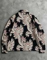 Kemeja Pria Ukuran Besar Lengan Panjang Kancing Katak Cina Motif Batik Paisley Cetak Vintage Jaket Kasual Etnik untuk Streetwear