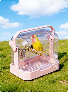 Cage à oiseaux carrée multifonctionnelle portable et anti-éclaboussures pour le transport, cage transparente pour perruches d'intérieur, construction en métal PET - Product Image 2
