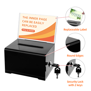 Black Customized <strong>Donation</strong> Ballot Box With Lock Secure And Safe Suggestion Box Great For Business <strong>Card</strong> - Product Image 3