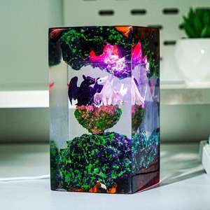 Adorno de Arte Luminoso de Resina y Madera con Temática de Furia Nocturna y Furia Ligera, Decoración de Escena de Dragón de Fantasía con Luz LED, Regalo Coleccionable - Product Image 1