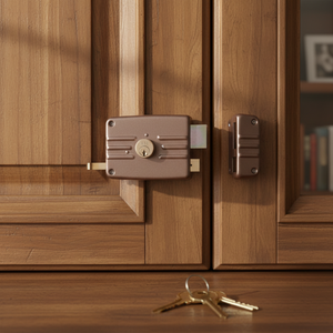 ISEO 421603E Serratura a Cilindro Destra Staccabile, 60mm di Distanza, in Lega di Zinco e Acciaio, per Porte in Legno, Chiave in Ottone, per Armadi - Product Image 3