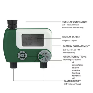 مؤقت ري ذكي أوتوماتيكي خارجي مع 2 منافذ بطارية احتياطية ومحول خرطوم نظام ري ذكي للحديقة والنباتات - Product Image 5