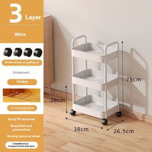 Chariot de rangement mobile multicouche moderne pour le salon, la cuisine, le dortoir, le stockage de collations, fabriqué en métal, vente en gros - Product Image 6